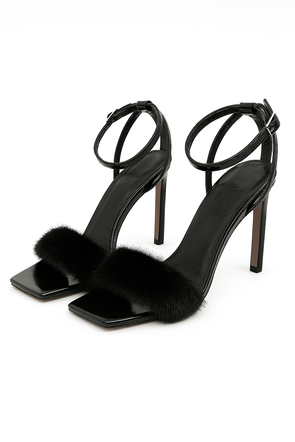 Night-Out Black Heels with Fur