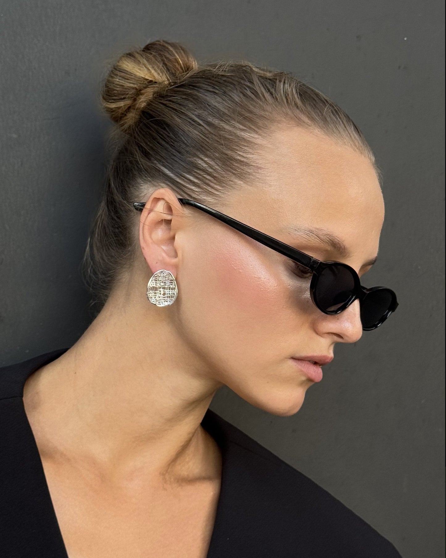 Textured Organic Stud Silver Earrings