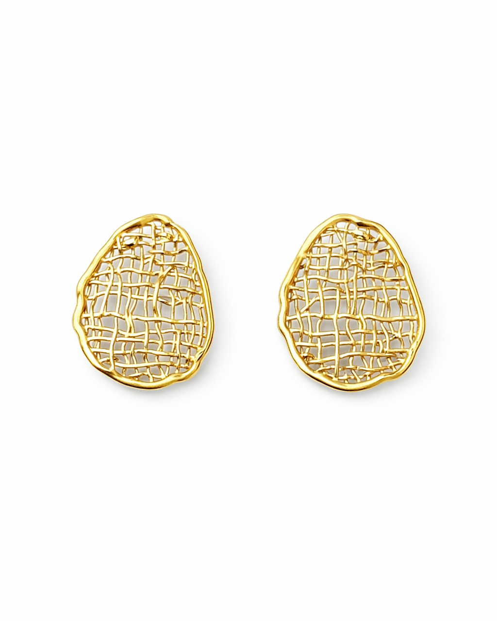 Textured Organic Stud Gold Earrings