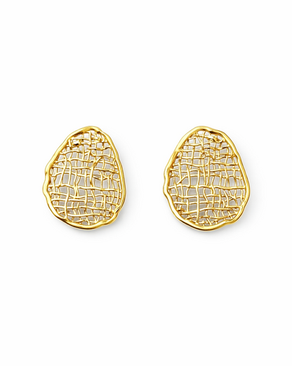 Textured Organic Stud Gold Earrings