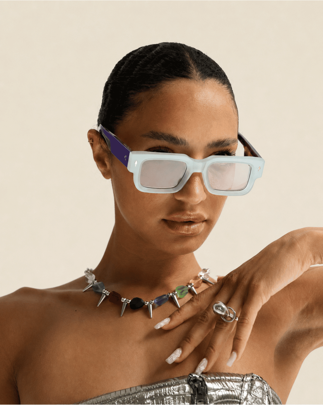 Blue Rectangle Sunglasses