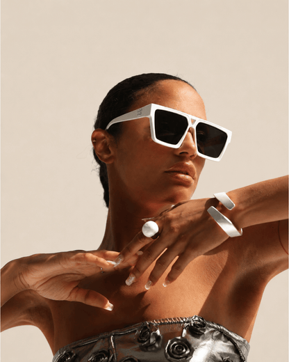 White Geometric Sunglasses