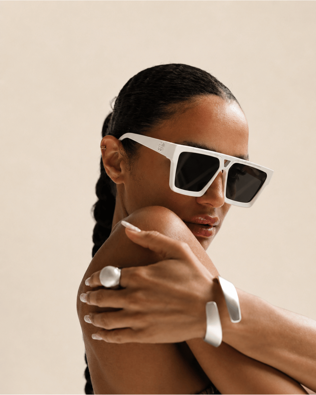 White Geometric Sunglasses