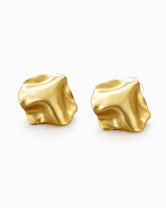 Abstract Sculptural Stud Gold Earrings