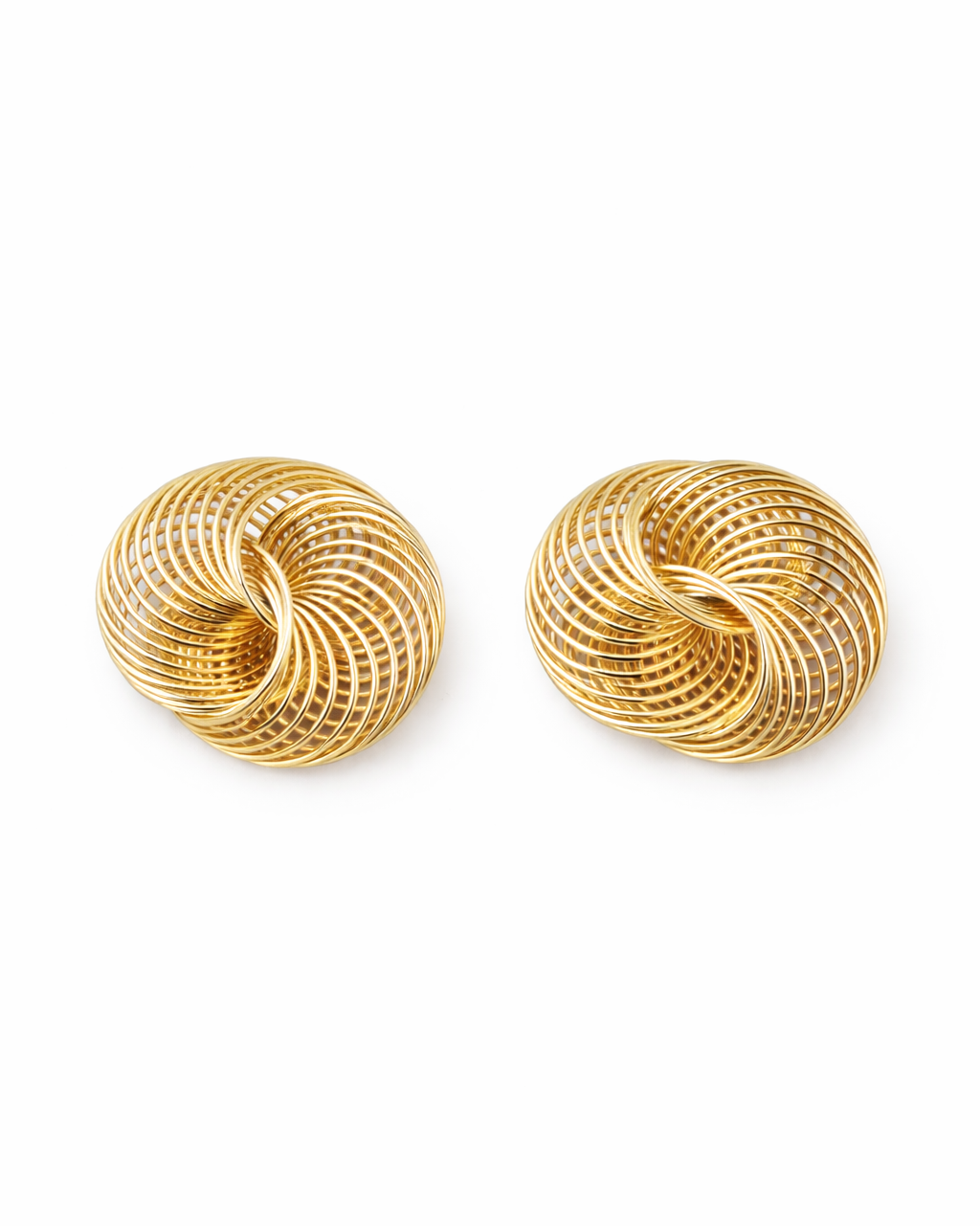 Spiral Textured Stud Gold Earrings