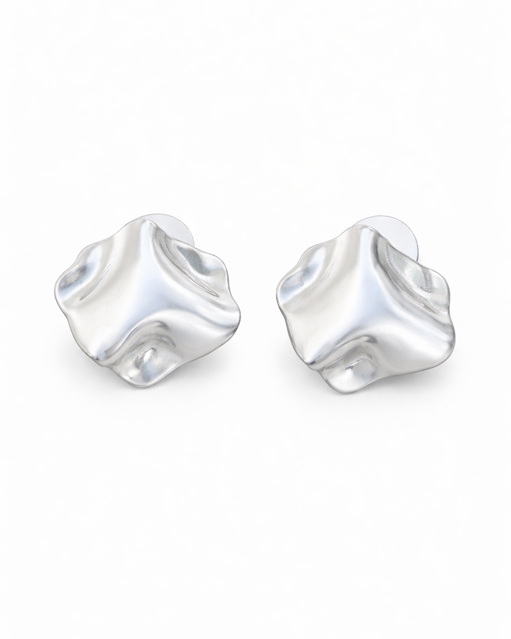 Abstract Sculptural Stud Silver Earrings
