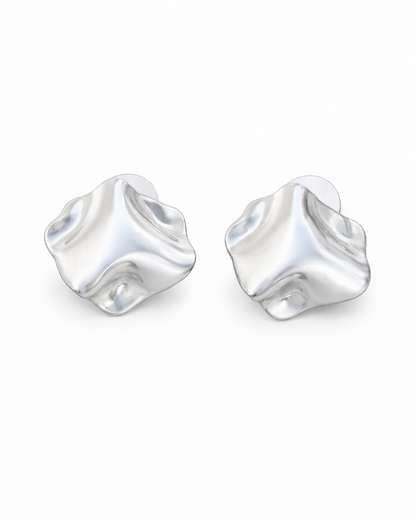 Abstract Sculptural Stud Silver Earrings