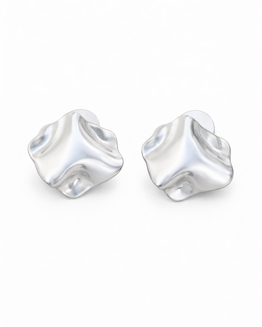 Abstract Sculptural Stud Silver Earrings