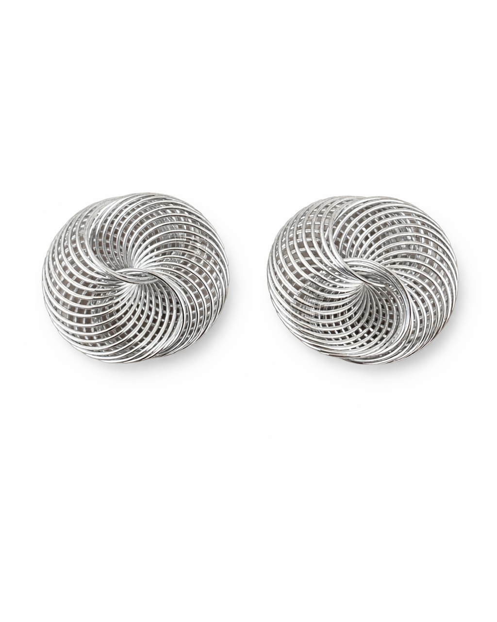 Spiral Textured Stud Silver Earrings