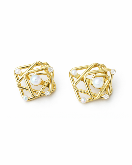Geometric Pearl Statement Earrings