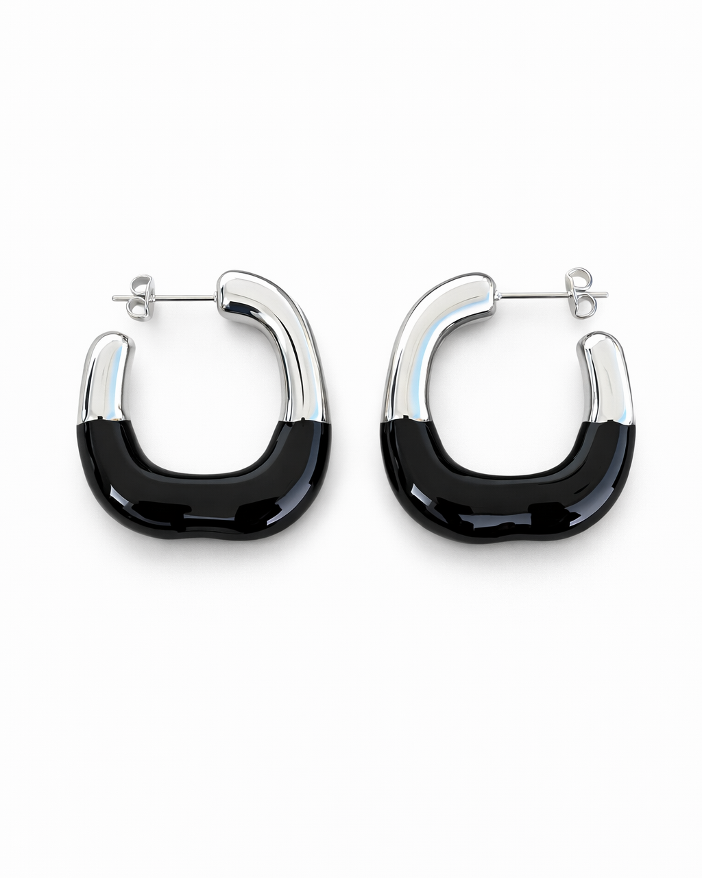 Two-Tone Chunky Hoop Earrings