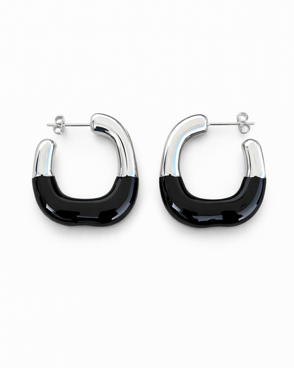 Two-Tone Chunky Hoop Earrings