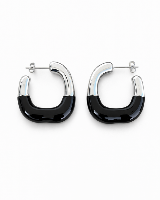 Two-Tone Chunky Hoop Earrings
