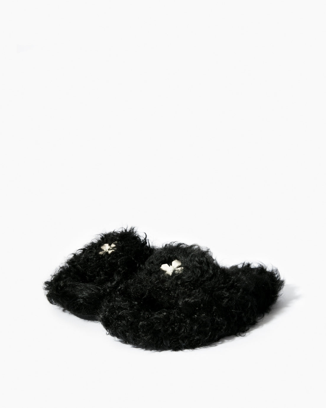 Black Curly Slippers