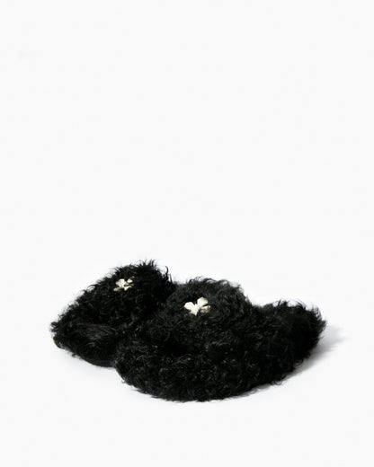 Black Curly Slippers