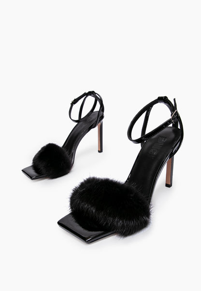 Night-Out Black Fur Heels