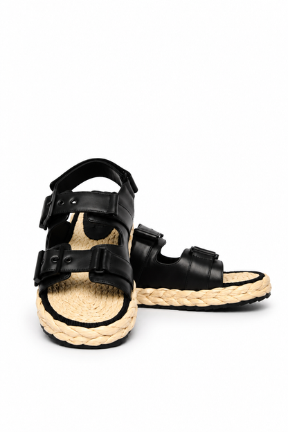 Black Double-Buckle Sandals