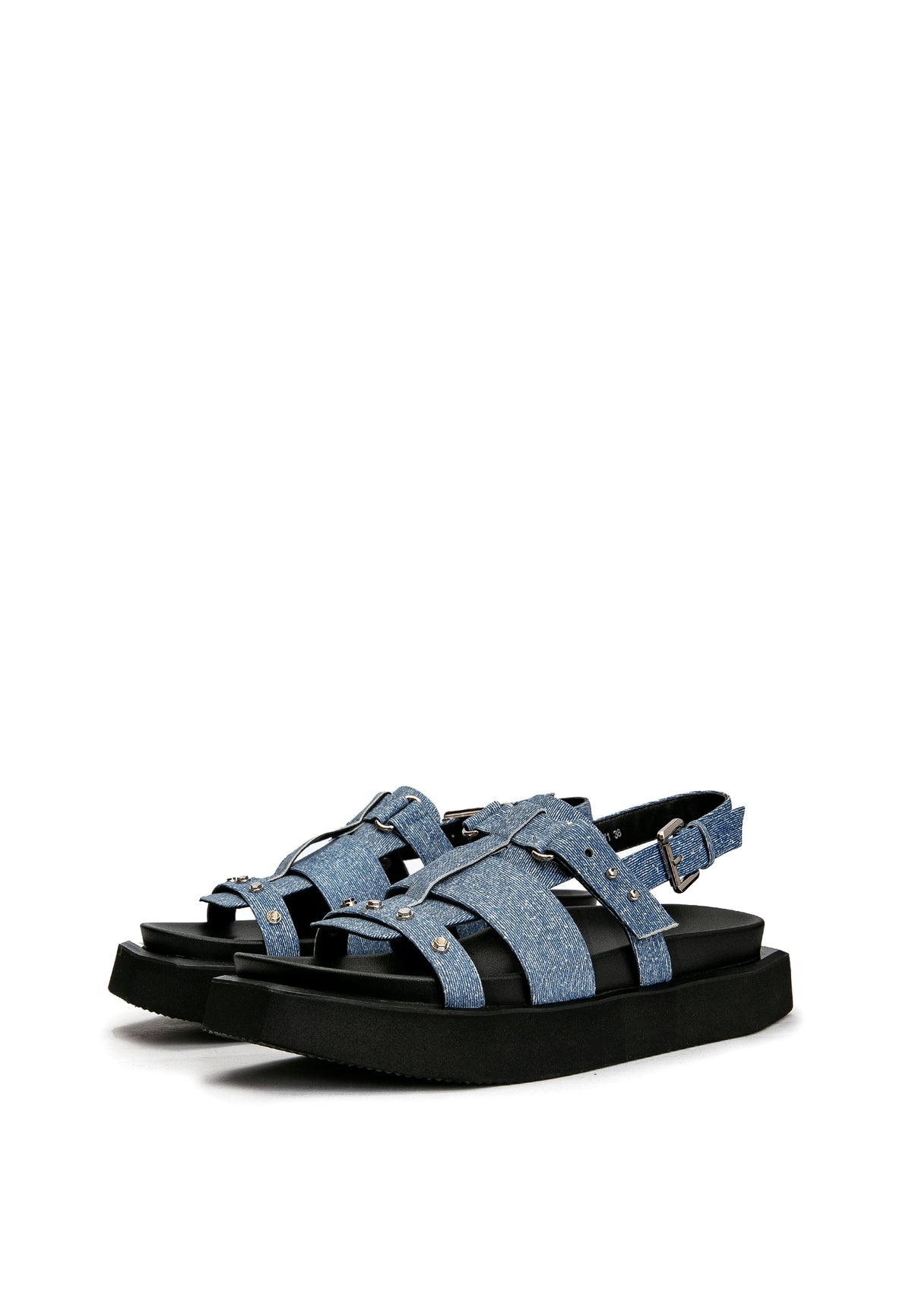Blue Textured Sandals