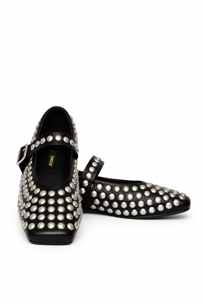 Studded Mary Jane Flats