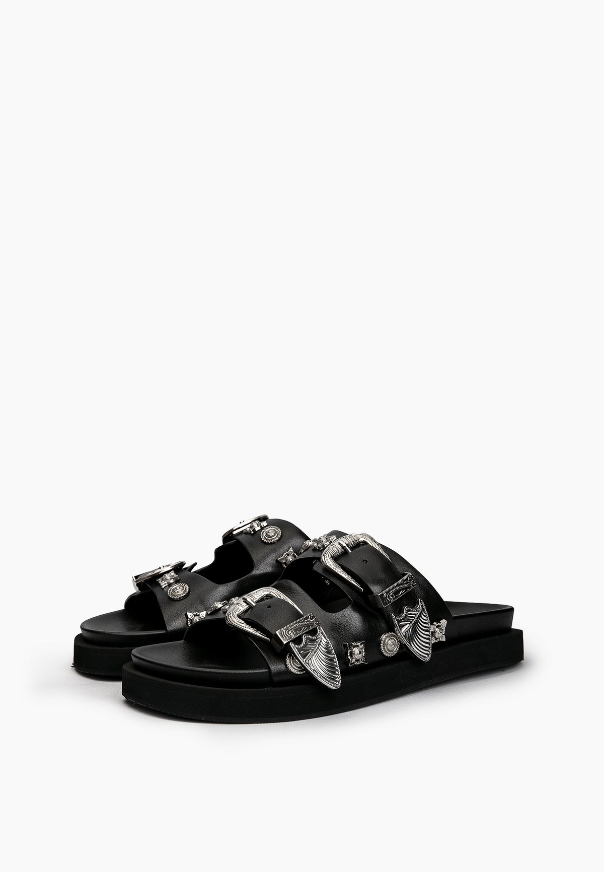 Black Studded Slides