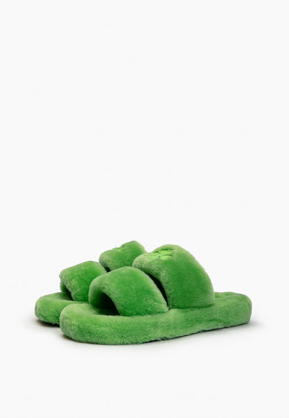 Green Fur Slippers