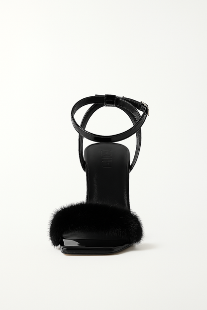 Night-Out Black Heels with Fur