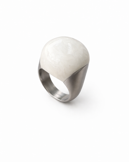 Ivory Sculptural Silver Minimalist Ring