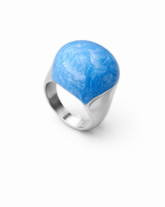 Azure Sculptural Silver Minimalist Ring