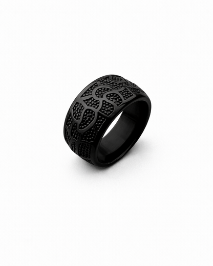 Black Engraved Statement Ring