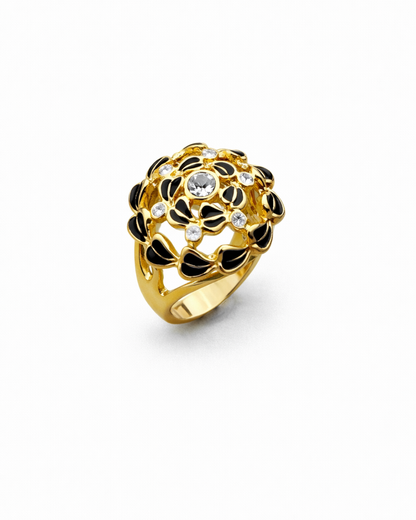 Floral Crystal Statement Ring