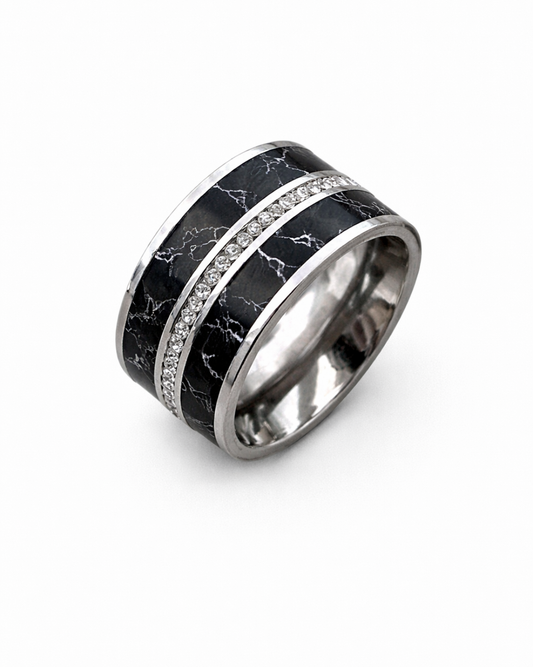 Black Marble Statement Ring