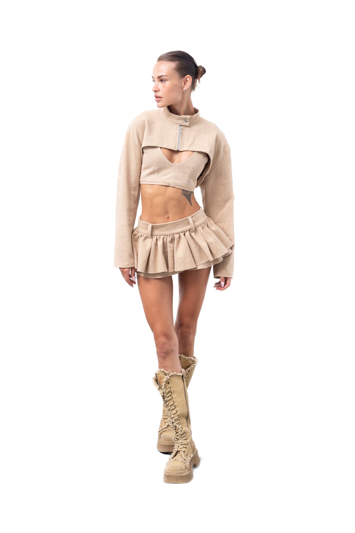 Beige Knee-High Boots
