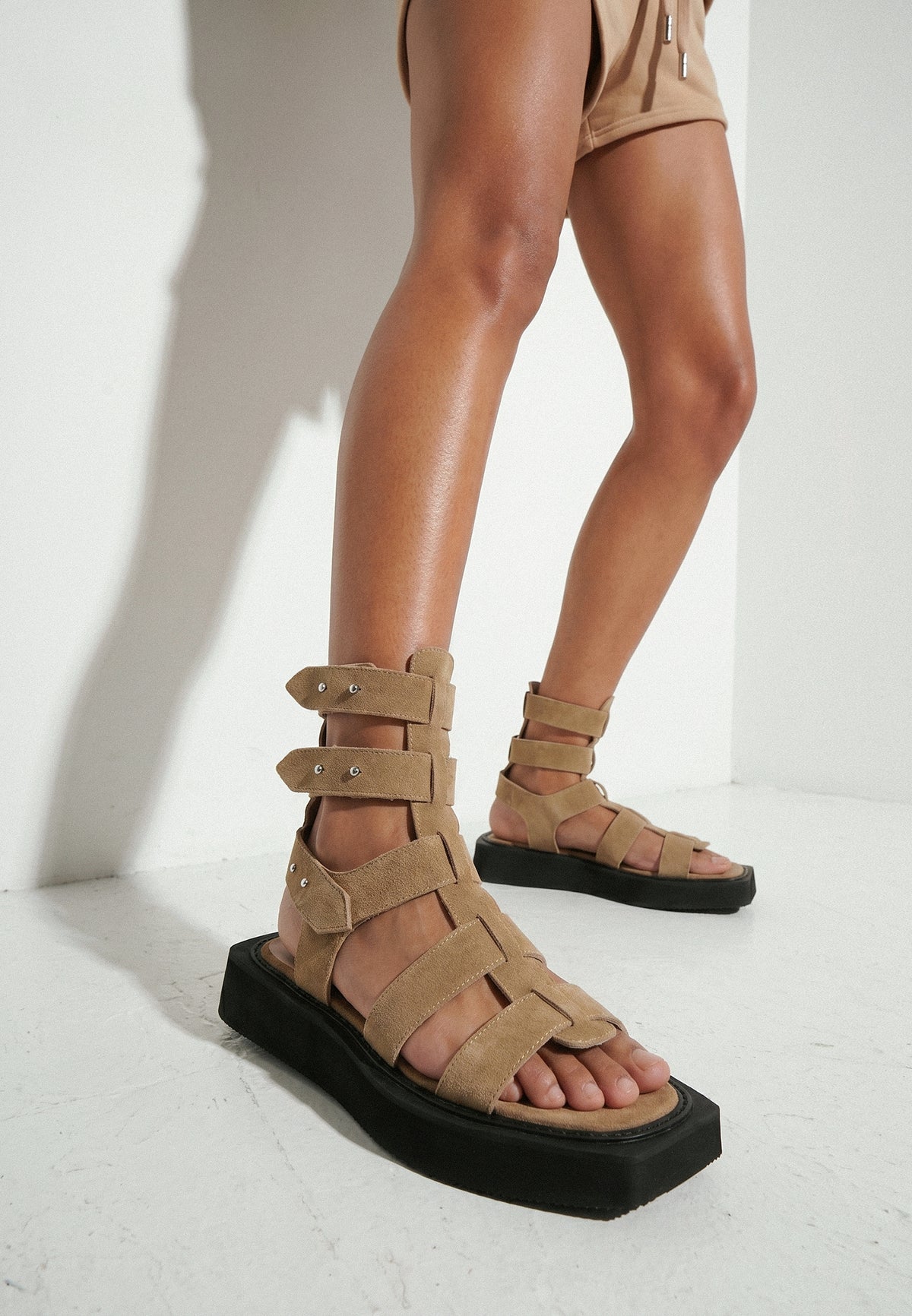 Beige Gladiator Sandals