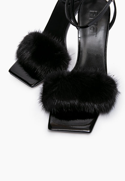 Night-Out Black Fur Heels