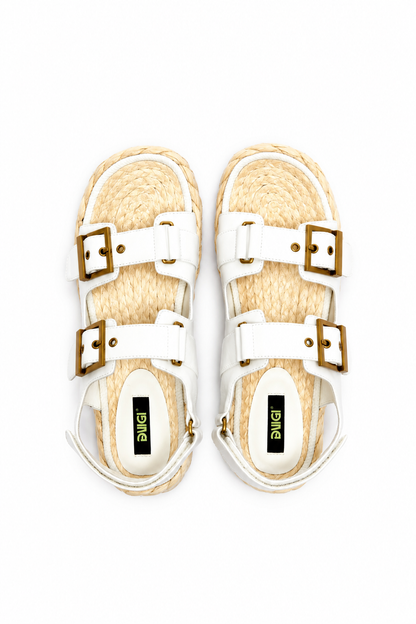 White Buckle Sandals