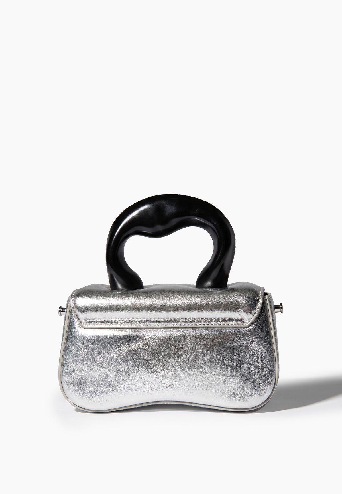 Silver Sculptural-Handle Evening Bag