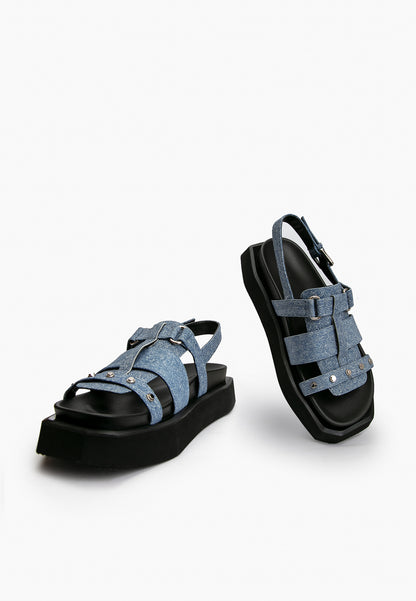 Blue Textured Sandals