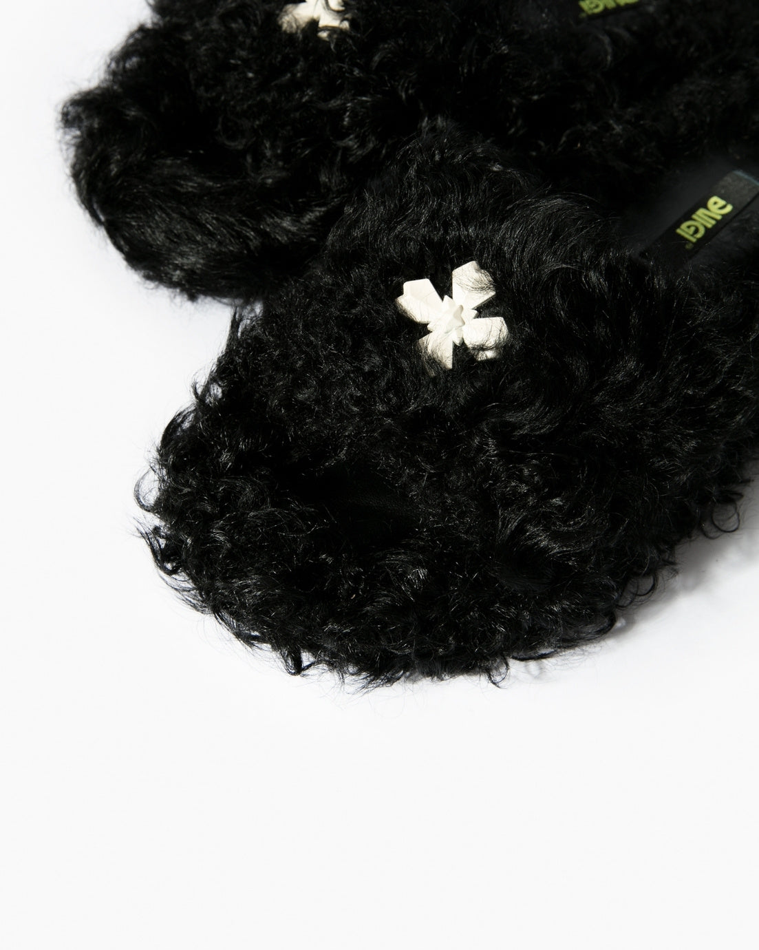 Black Curly Slippers