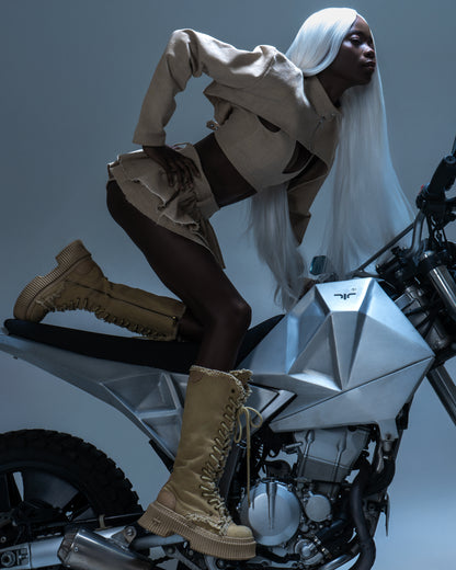 Beige Knee-High Boots