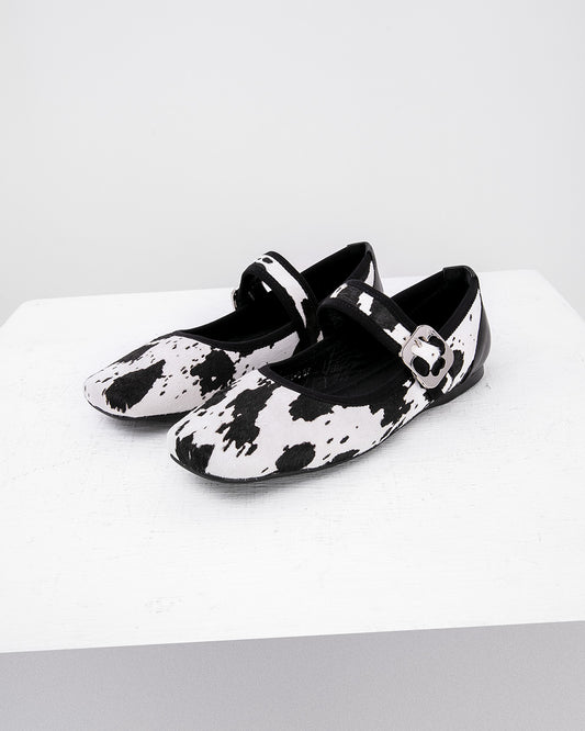 Cow Print Mary Jane Flats