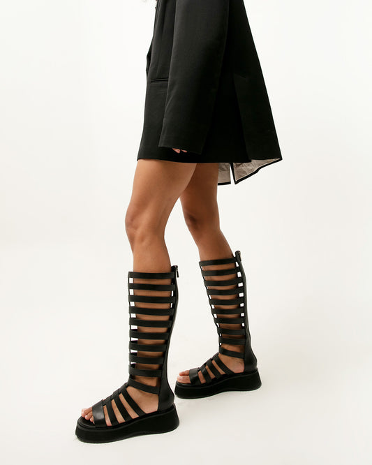 Black Gladiator Knee Boots