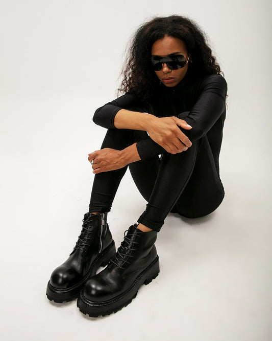 Black Lace-Up Boots