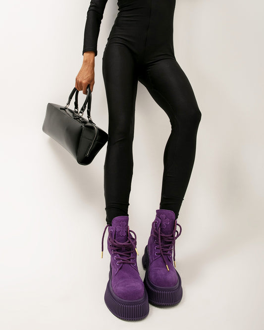 Purple Suede Platform Boots