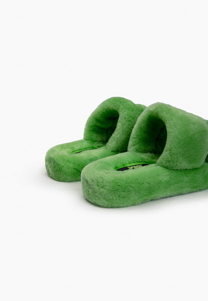Green Fur Slippers