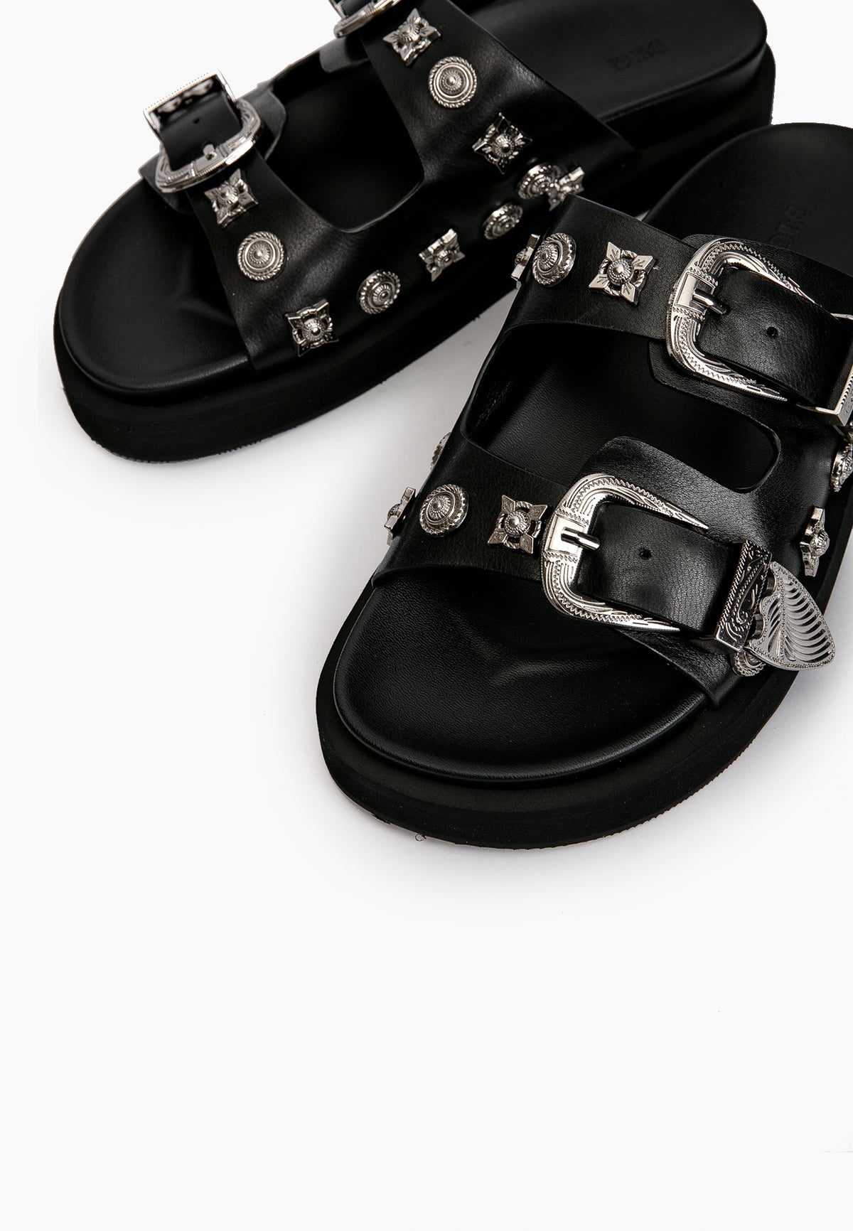 Black Studded Slides