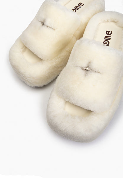 Ivory Fur Slippers