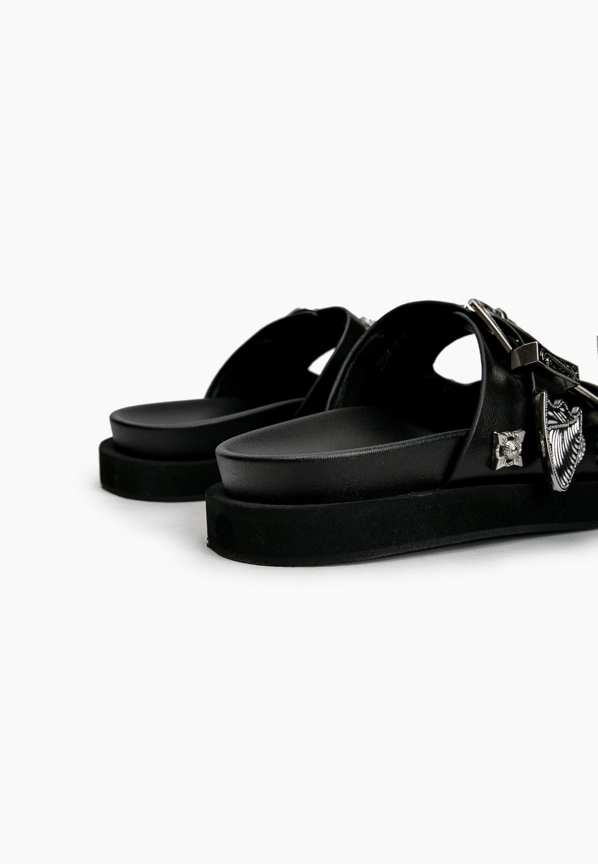 Black Studded Slides