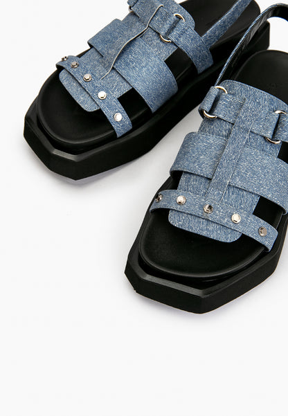 Blue Textured Sandals
