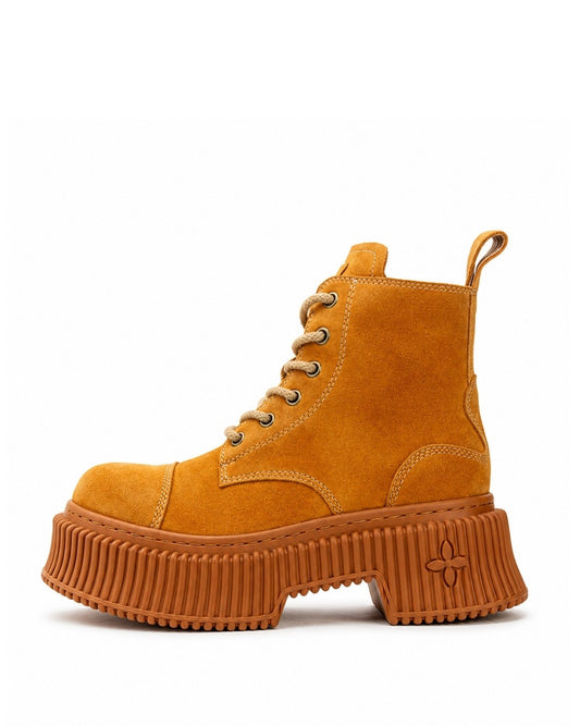 Orange Suede Platform Boots