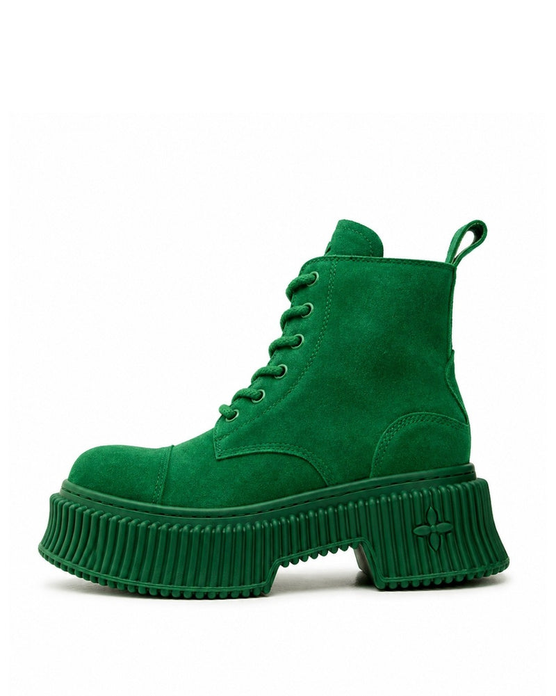 Green Suede Platform Boots